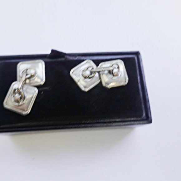 Antique Chain Link Mother of Pearl Shell Cufflinks - Picture 3 of 3